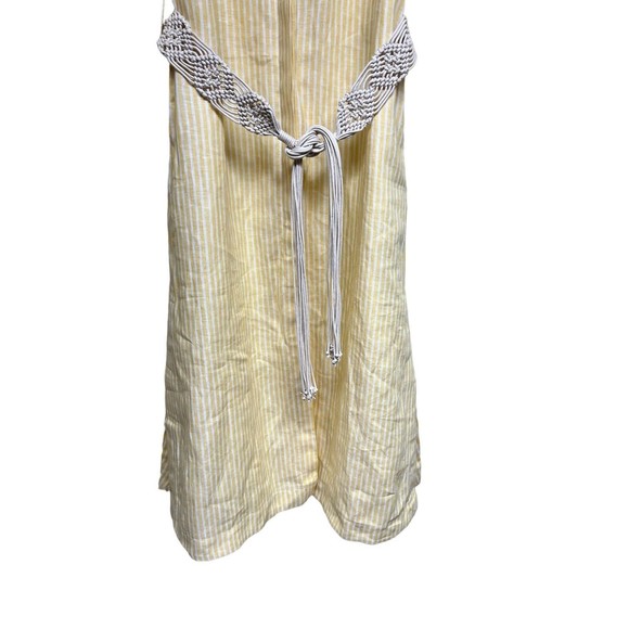 Tory Burch Linen Maxi Dress Yellow/ White Stripe Caftan Women’s Size Large - Picture 9 of 12